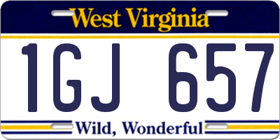 WV license plate 1GJ657