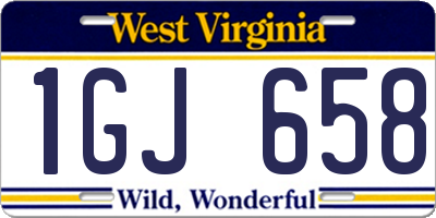 WV license plate 1GJ658
