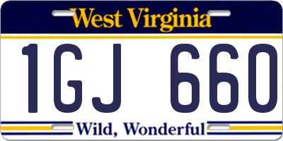 WV license plate 1GJ660
