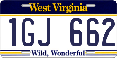 WV license plate 1GJ662