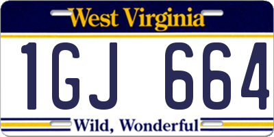 WV license plate 1GJ664