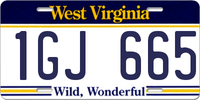 WV license plate 1GJ665