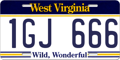 WV license plate 1GJ666