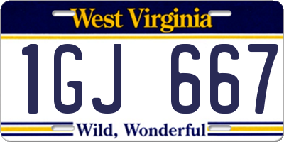WV license plate 1GJ667