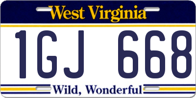 WV license plate 1GJ668