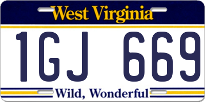 WV license plate 1GJ669