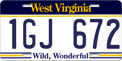 WV license plate 1GJ672