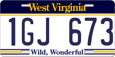 WV license plate 1GJ673