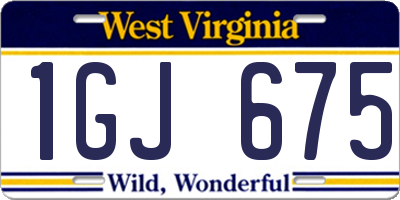 WV license plate 1GJ675