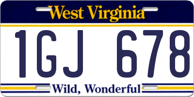 WV license plate 1GJ678