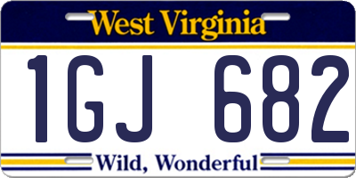 WV license plate 1GJ682
