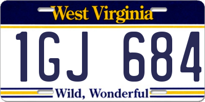 WV license plate 1GJ684
