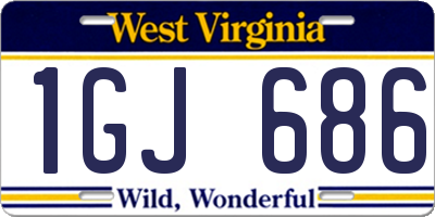 WV license plate 1GJ686