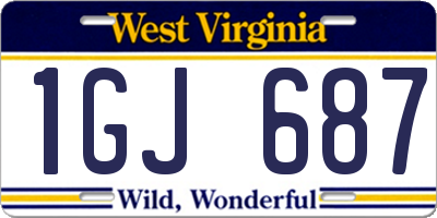 WV license plate 1GJ687