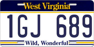 WV license plate 1GJ689