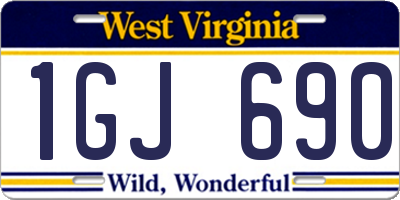 WV license plate 1GJ690