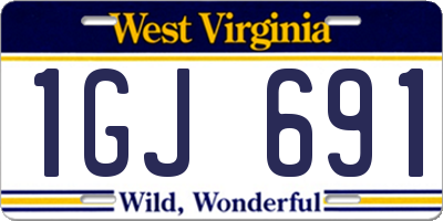 WV license plate 1GJ691