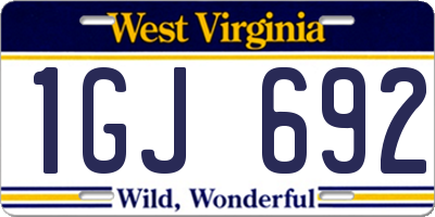 WV license plate 1GJ692