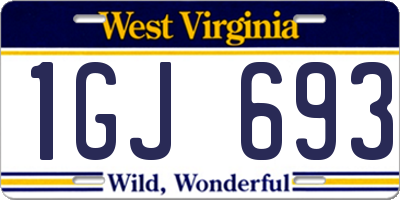 WV license plate 1GJ693