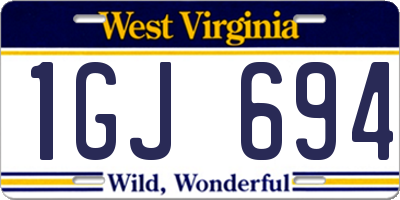 WV license plate 1GJ694