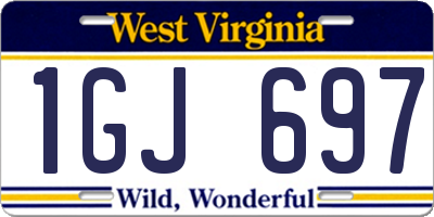 WV license plate 1GJ697