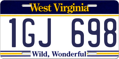 WV license plate 1GJ698