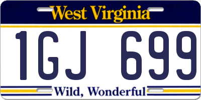 WV license plate 1GJ699