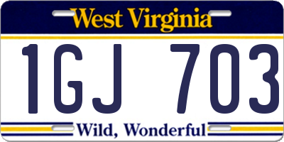 WV license plate 1GJ703