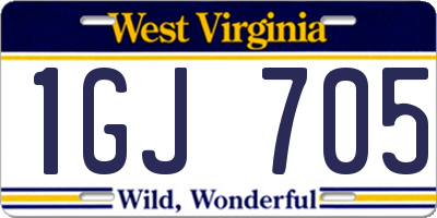 WV license plate 1GJ705