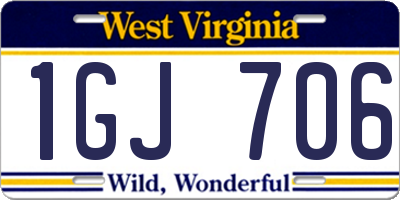 WV license plate 1GJ706