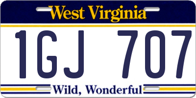 WV license plate 1GJ707