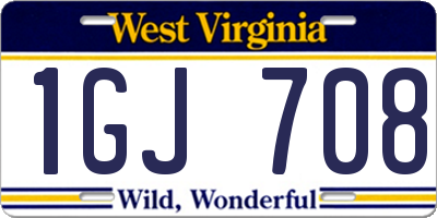 WV license plate 1GJ708