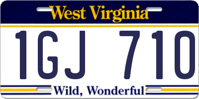 WV license plate 1GJ710