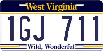 WV license plate 1GJ711