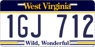 WV license plate 1GJ712
