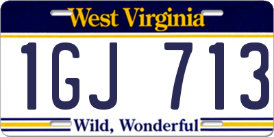 WV license plate 1GJ713