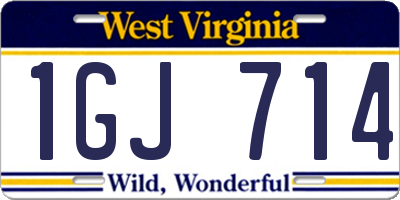 WV license plate 1GJ714