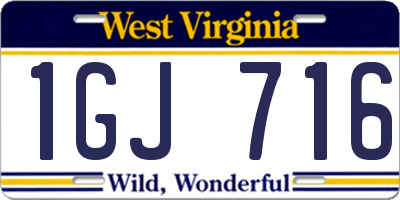 WV license plate 1GJ716