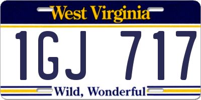 WV license plate 1GJ717