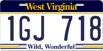 WV license plate 1GJ718