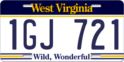 WV license plate 1GJ721