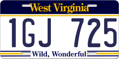 WV license plate 1GJ725