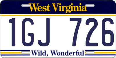 WV license plate 1GJ726