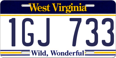 WV license plate 1GJ733