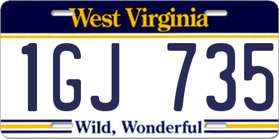 WV license plate 1GJ735