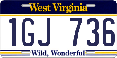 WV license plate 1GJ736