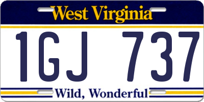 WV license plate 1GJ737
