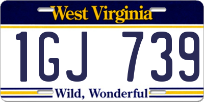 WV license plate 1GJ739