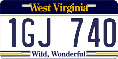 WV license plate 1GJ740