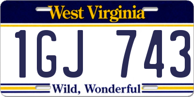 WV license plate 1GJ743